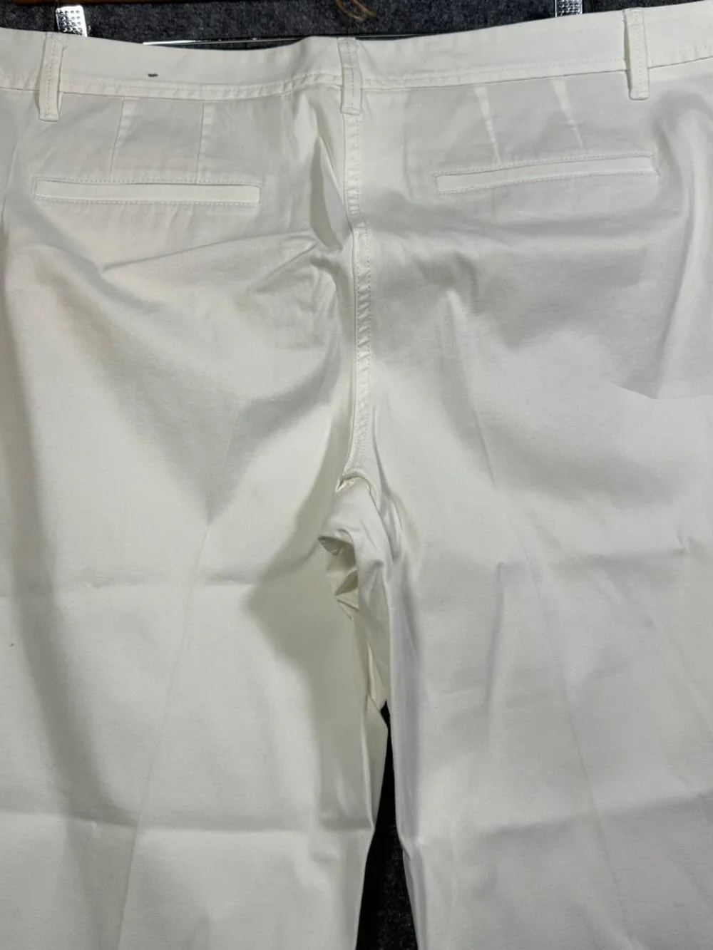 Talbots Pants Womens 14 Relaxed Chino Crop White Cotton Stretch Side Stripe Zip - Picture 9 of 9